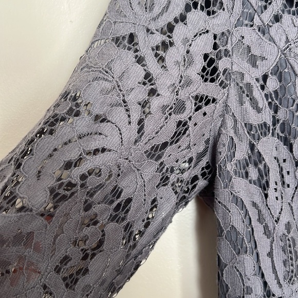 CeCe by Cynthia Steefe Feminine Gray Lace Romper with Short Sleeves - Size 6 - Picture 7 of 11